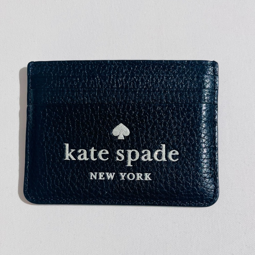 Kate Spade Slim Glitter Card Holder Black Silver
